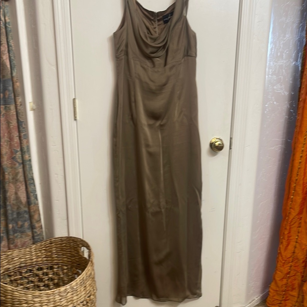 Chic Olive Satin Evening Dress